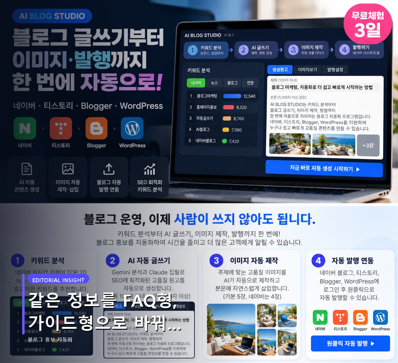 같은 정보를 FAQ형, 가이드형으로 바꿔…
