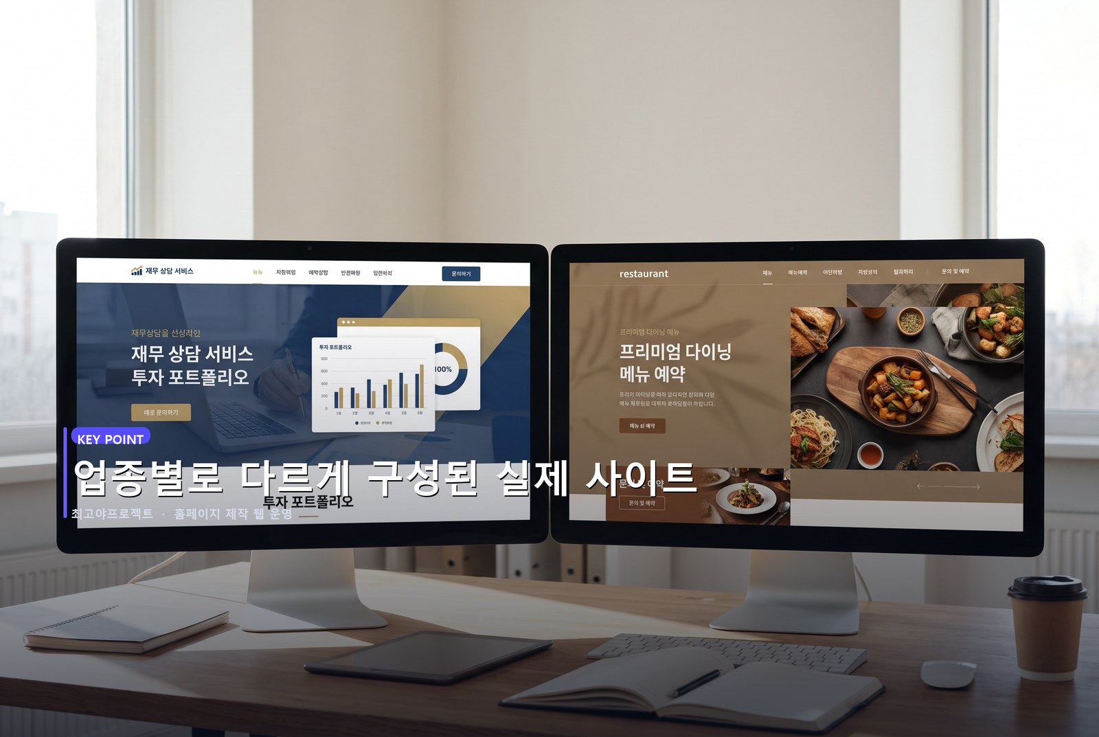 업종별로 다르게 구성된 실제 사이트